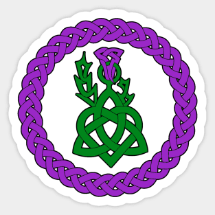 Celtic knotwork with heart and thistle - colourised Sticker